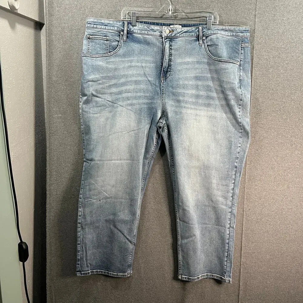 Candace Cameron Bure Regular Cropped Straight Leg Jeans Malibu Lt Wash Plus 28